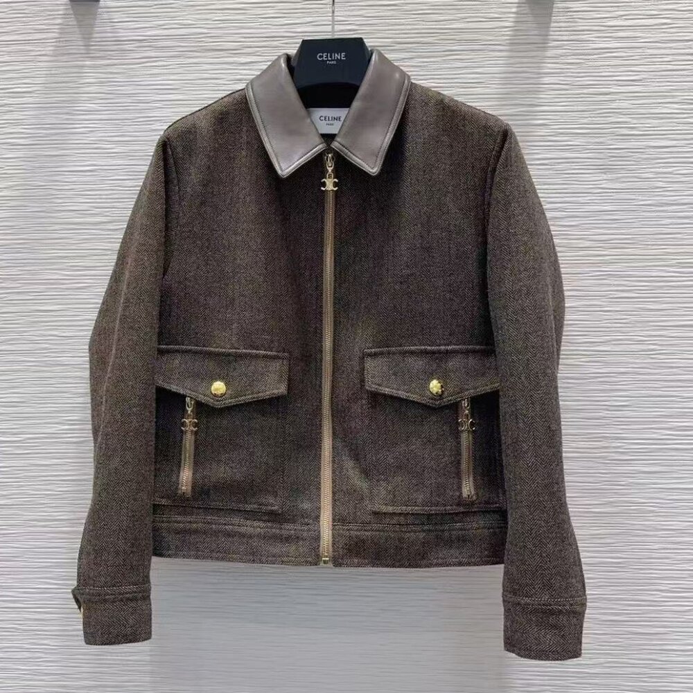 Celine Patchwork Leather Lapel Jacket - image 1